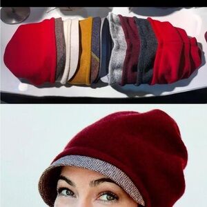 Elegant Burgundy Women's Hat with Herringbone Trim